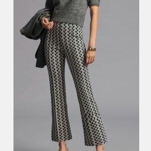 Maeve x Anthropologie Margot Kick Flare Pants Black & White Print Pull-On XSmall